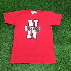 Vintage 80s Nebraska Huskers Shirt Womens S/M 18x24 Red USA